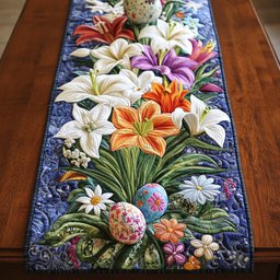 White Lily and Easter Egg Table Runner - Made to Order TABLE928