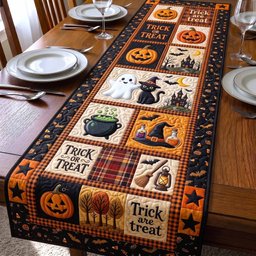 Trick and Treat Witch Hat Blocks Table Runner - Made to Order TABLE928