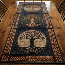 Tree of Life on Dark Knotwork Table Runner - Made to Order TABLE928