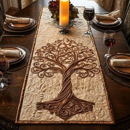 Tree of Life on Tan Table Runner - Made to Order TABLE928