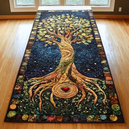 Tree of Life with Red Heart Table Runner - Made to Order TABLE928