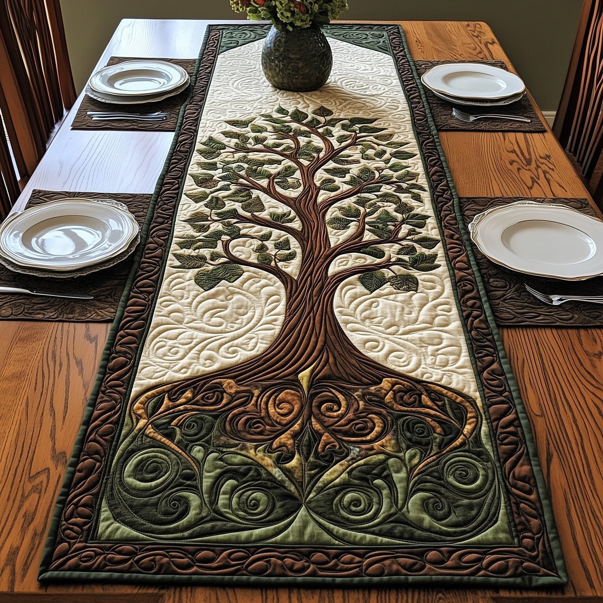 Tree of Life with Deep Roots Table Runner - Made to Order TABLE928