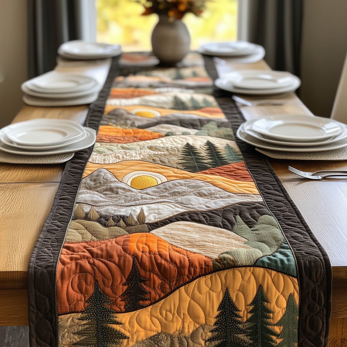 Sunrise Over Layered Orange Hills Table Runner - Made to Order TABLE928