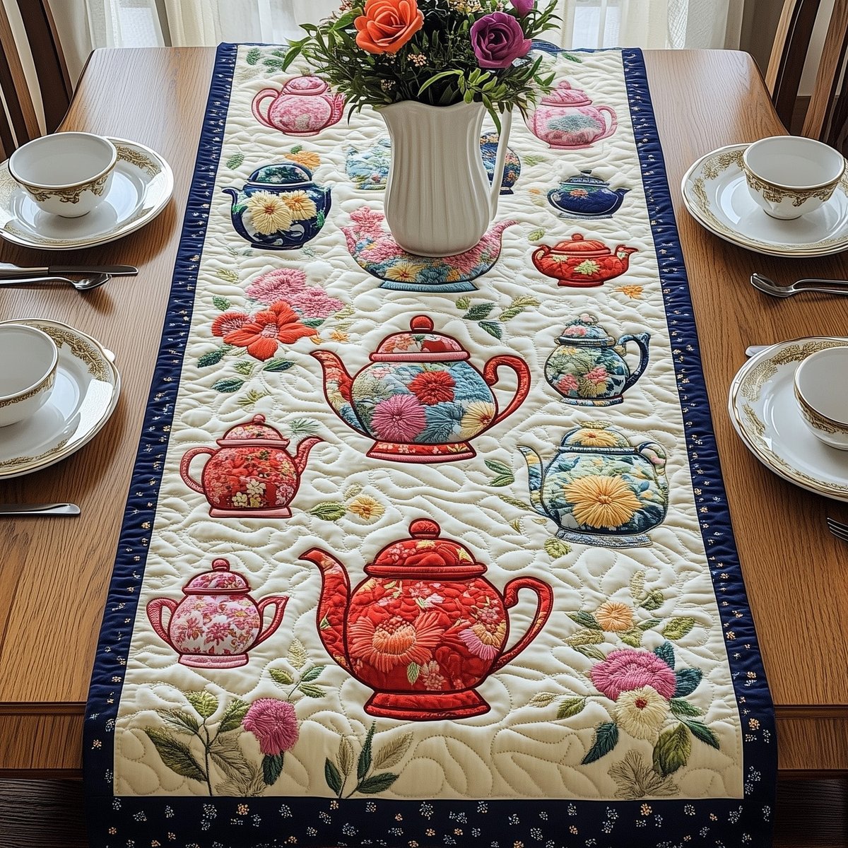 Tea in Full Bloom Table Runner - Made to Order TABLE928