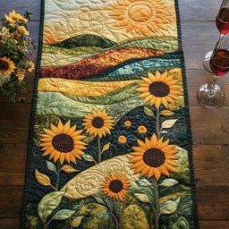 Sunflowers over Rolling Green Hills Table Runner - Made to Order TABLE928