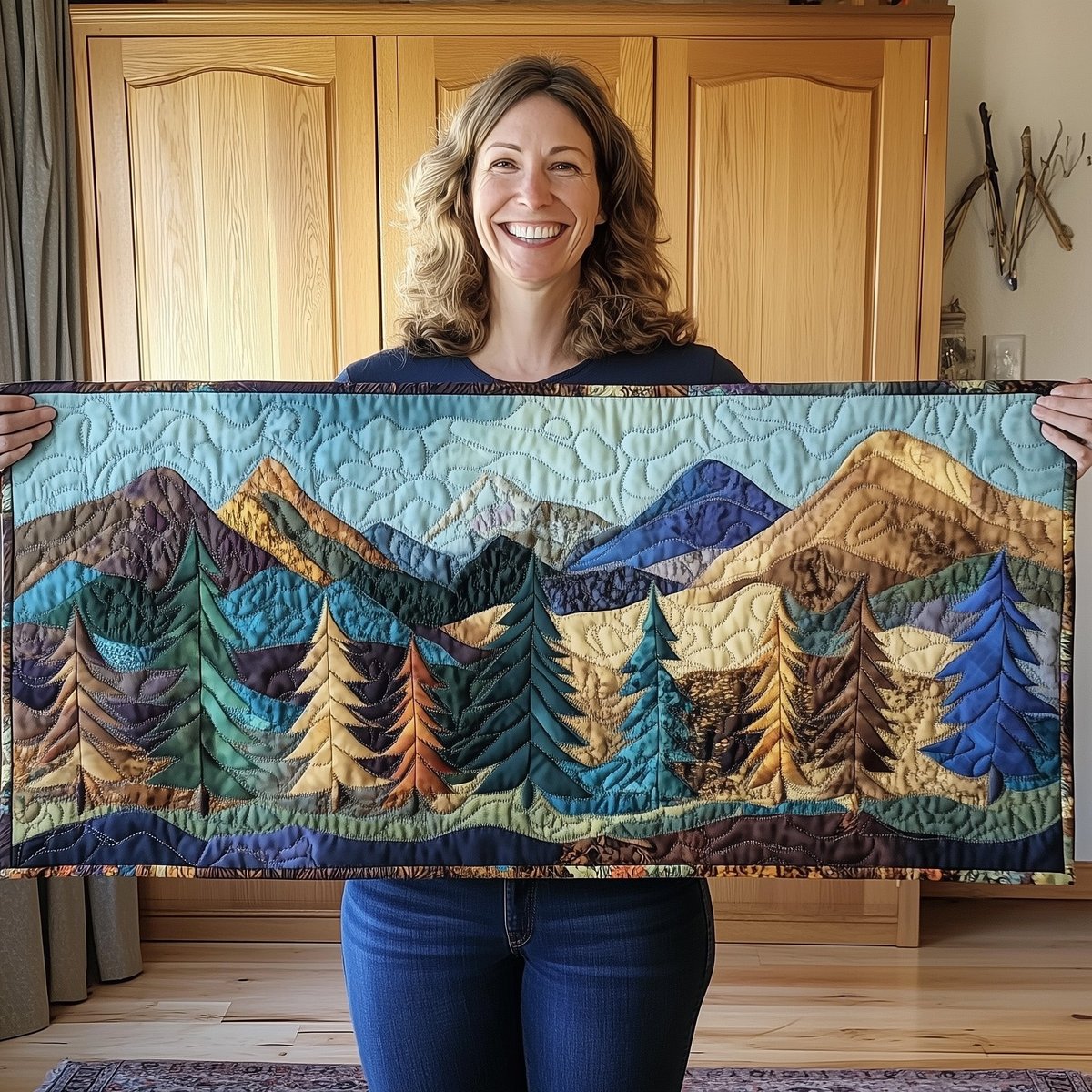 Teal Pines Below Rocky Mountains Table Runner - Made to Order TABLE928