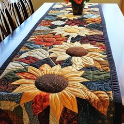 Sunflowers on Denim Blue Table Runner - Made to Order TABLE928