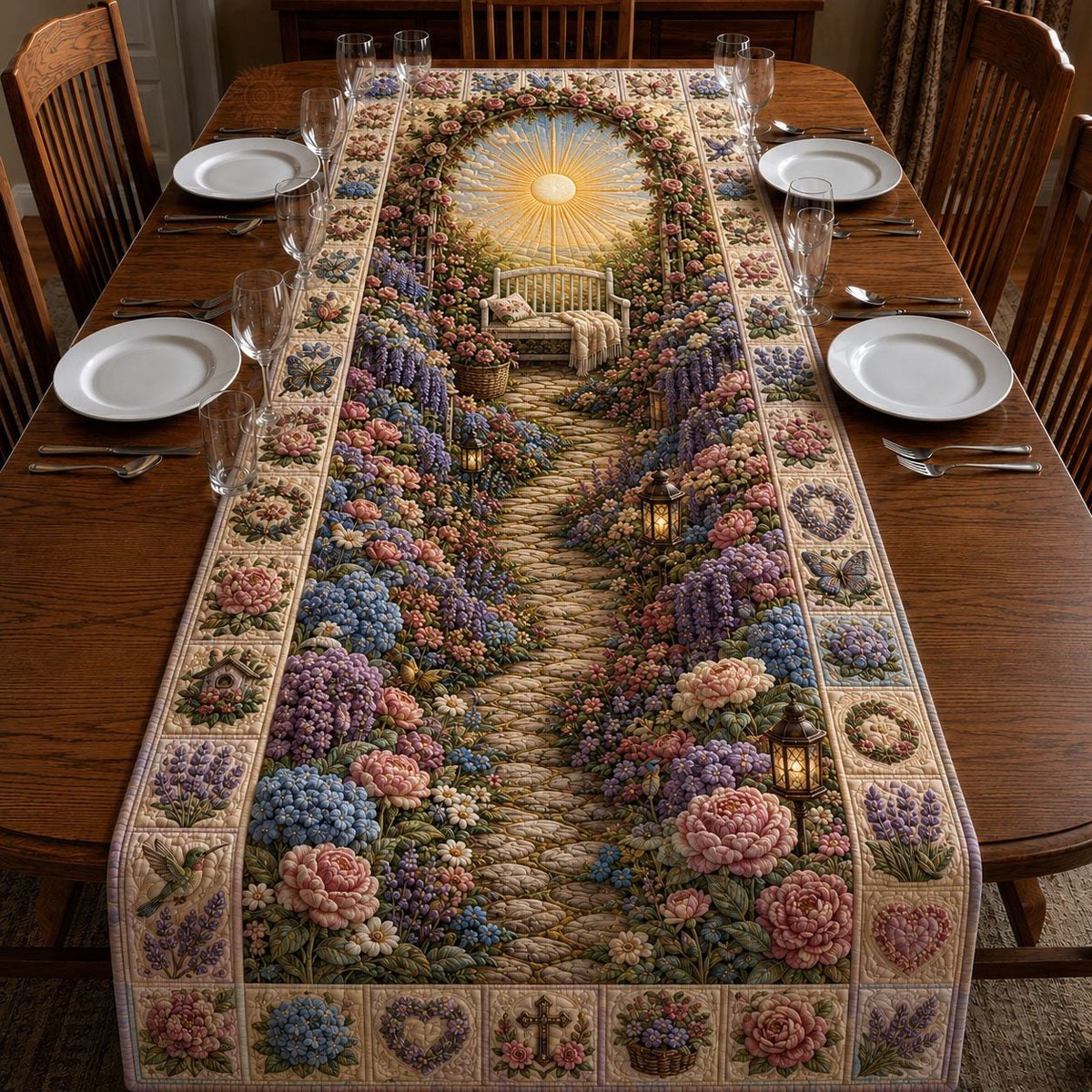 Sunlit Cottage Garden Table Runner - Made to Order TABLE928