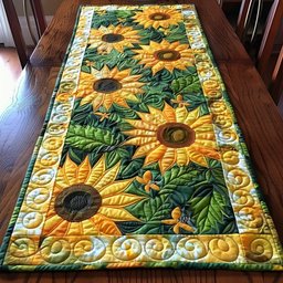 Sunflowers with Gold and Green Border Table Runner - Made to Order TABLE928