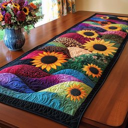 Sunflowers Over Rainbow Fields Table Runner - Made to Order TABLE928