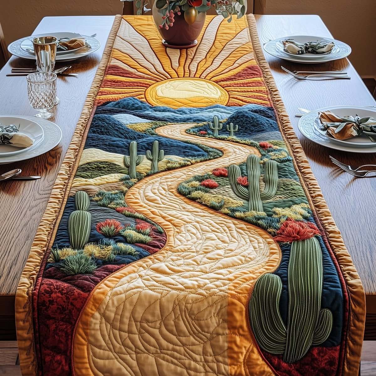 Sunlit Cactus Trail Table Runner - Made to Order TABLE928