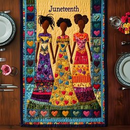 Three Women with Heart Border Table Runner - Made to Order TABLE928