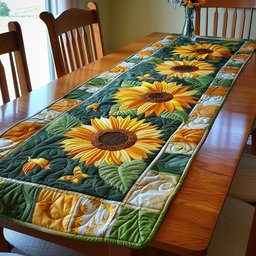 Sunflowers with Patchwork Border Table Runner - Made to Order TABLE928