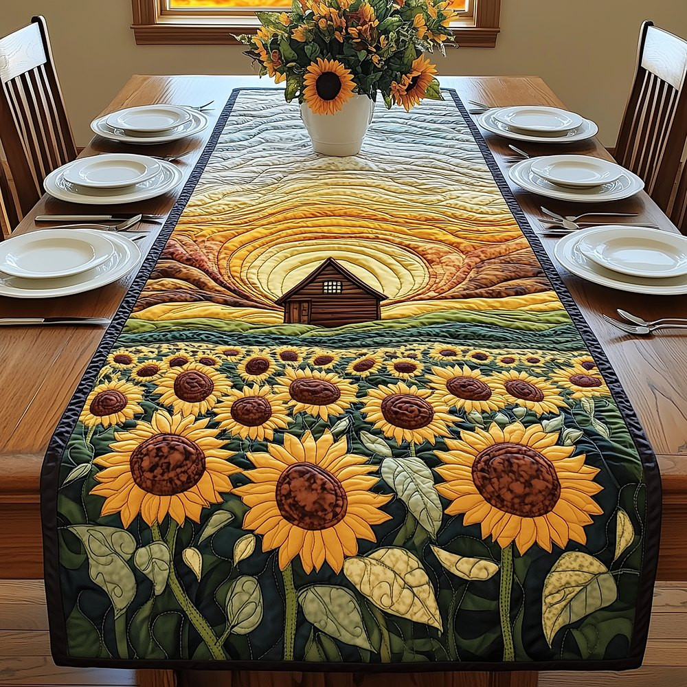 Sunflowers and Barn at Dawn Table Runner - Made to Order TABLE928