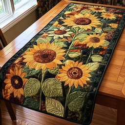 Sunflowers on Green with Leaves Table Runner - Made to Order TABLE928
