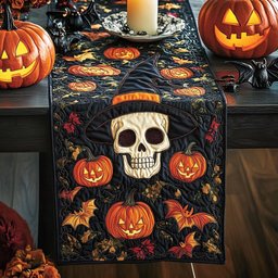 Skull Pumpkin Night Table Runner - Made to Order TABLE928