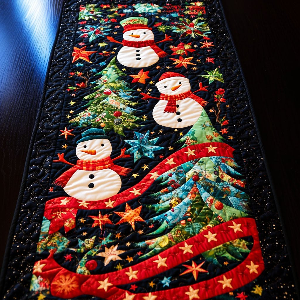Snowmen with Trees and Stars Table Runner - Made to Order TABLE928
