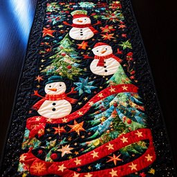 Snowmen with Trees and Stars Table Runner - Made to Order TABLE928