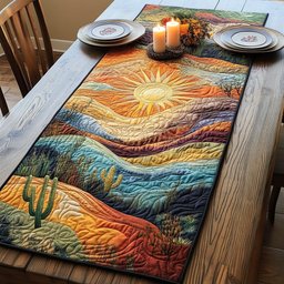 Sun over Desert Dunes and Cactus Table Runner - Made to Order TABLE928