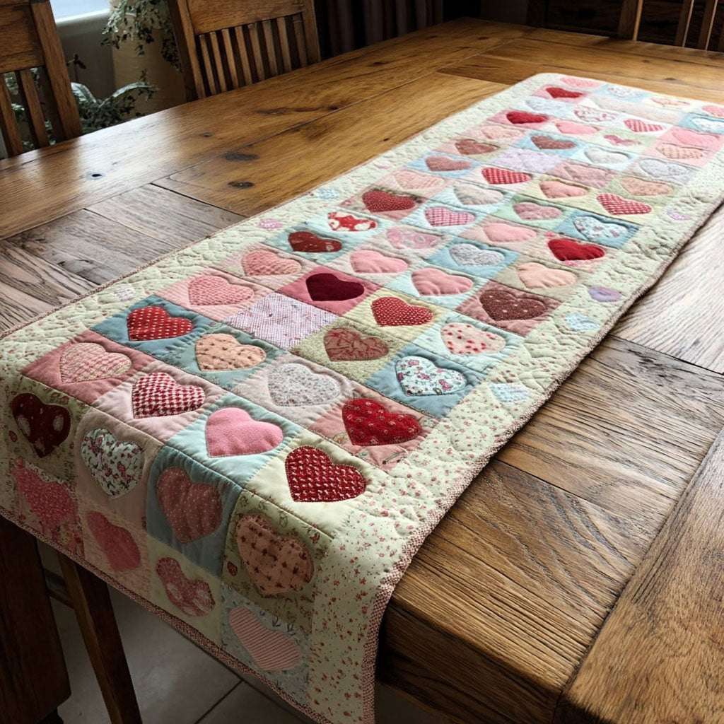 Soft Pastel Hearts Table Runner - Made to Order TABLE928