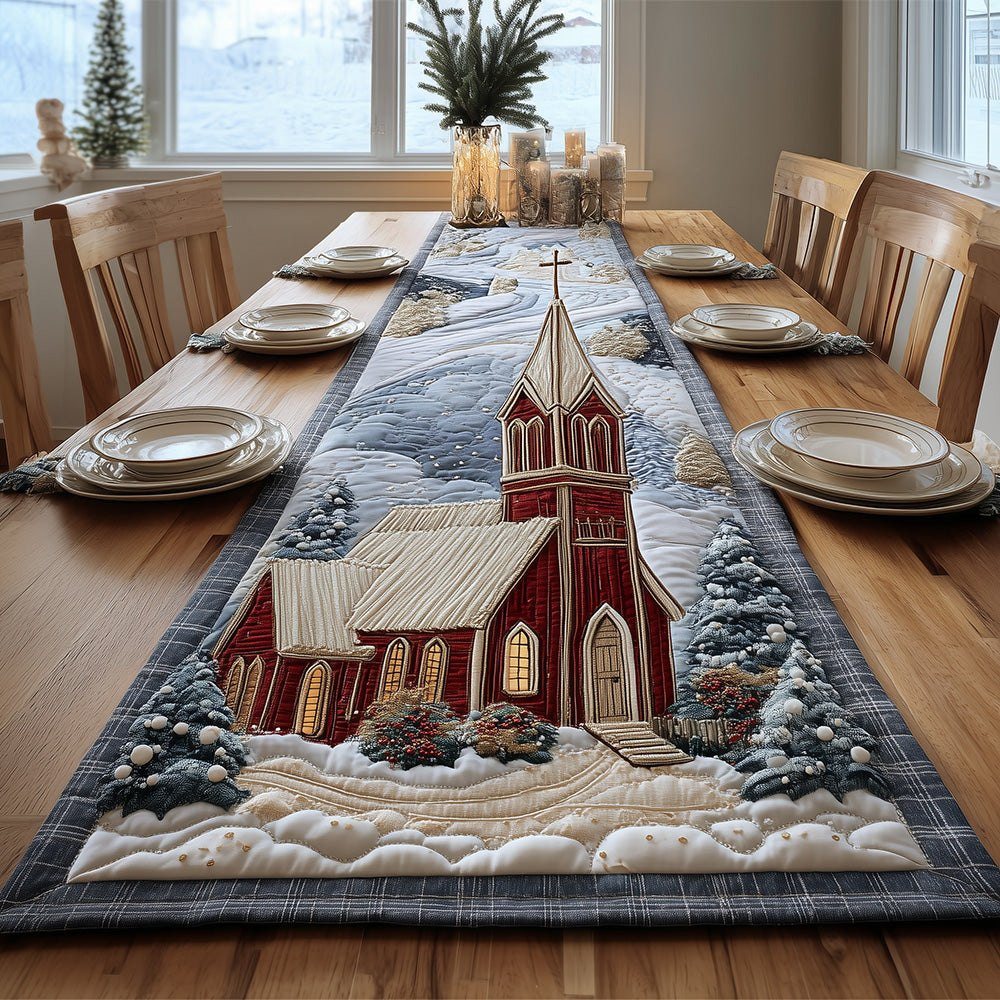 Snowfall At Red Chapel Table Runner - Made to Order TABLE928