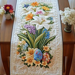 Spring Flowers with Easter Egg Table Runner - Made to Order TABLE928