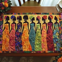 Slender Women in Bright Dresses Table Runner - Made to Order TABLE928
