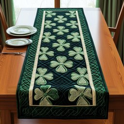 Small Shamrocks on Dark Green Table Runner - Made to Order TABLE928