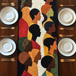 Silhouette Faces on Cream Panel Table Runner - Made to Order TABLE928