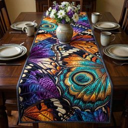 Stained Glass Butterflies in Jewel Tones Table Runner - Made to Order TABLE928