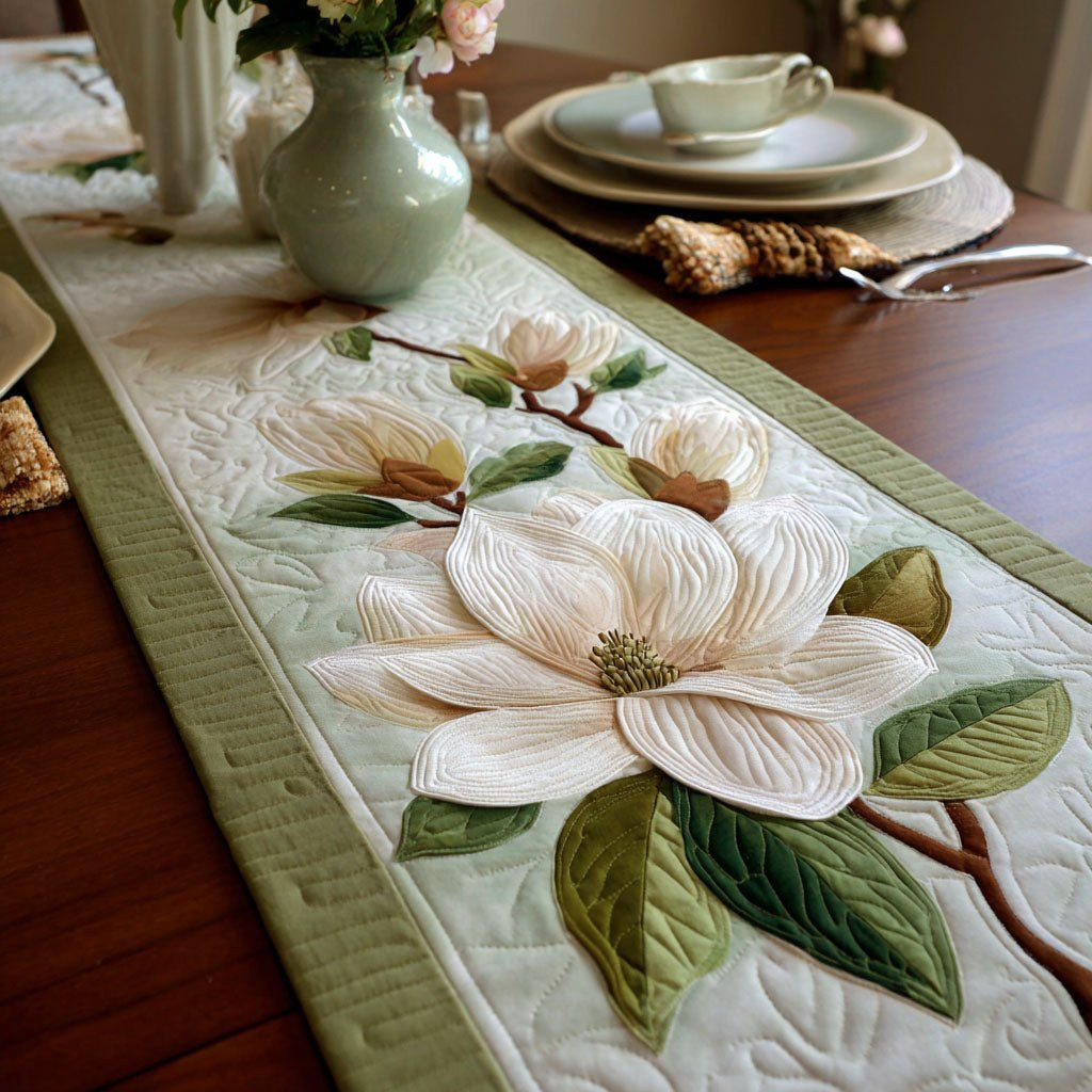 Single Magnolia on Cream Runner Table Runner - Made to Order TABLE928
