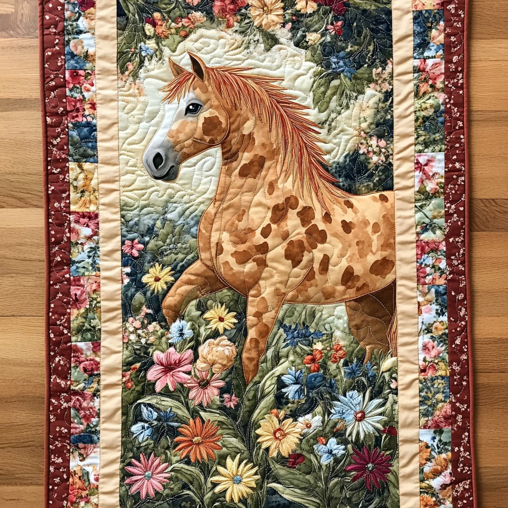 Spotted Horse Among Wildflowers Table Runner - Made to Order TABLE928
