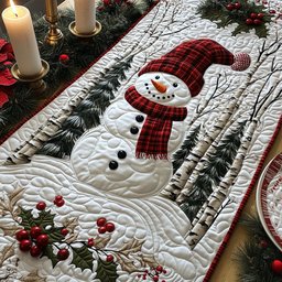 Snowman with a Plaid Scarf Table Runner - Made to Order TABLE928