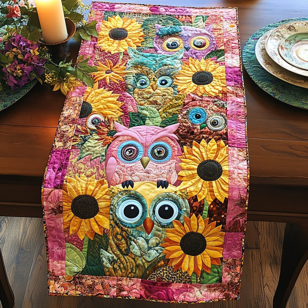 Sunflower Owl Table Runner - Made to Order TABLE928