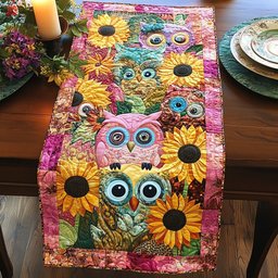 Sunflower Owl Table Runner - Made to Order TABLE928