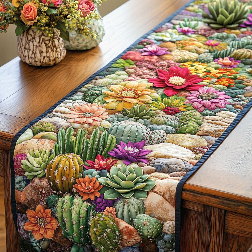 Succulents and Cacti in Bloom Table Runner - Made to Order TABLE928