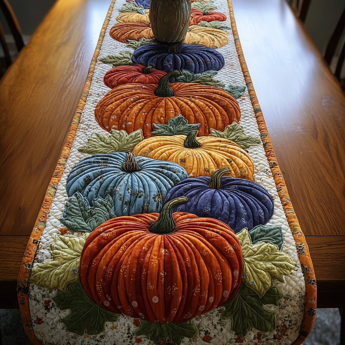Stacked Pumpkins in Autumn Colors Table Runner - Made to Order TABLE928
