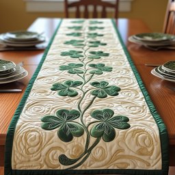 Shamrock Vine on Ivory Table Runner - Made to Order TABLE928