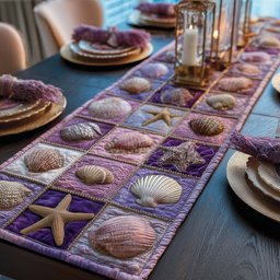 Shell Blocks in Lilac and Mauve Table Runner - Made to Order TABLE928