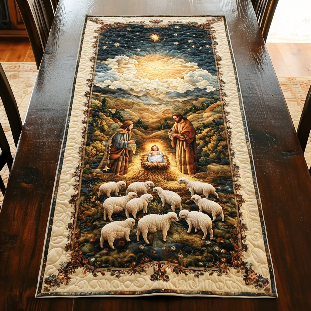 Shepherds with Sheep in the Valley Table Runner - Made to Order TABLE928