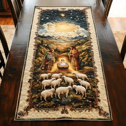 Shepherds with Sheep in the Valley Table Runner - Made to Order TABLE928