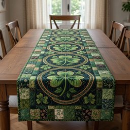 Shamrocks in Ovals on Green Table Runner - Made to Order TABLE928