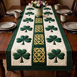 Shamrock Rows with Gold Knot Center Table Runner - Made to Order TABLE928