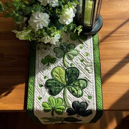 Shamrocks on Green Blocks Table Runner - Made to Order TABLE928