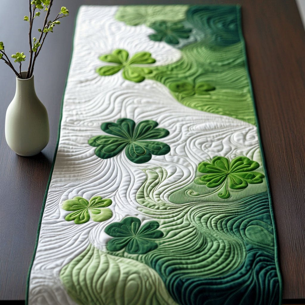 Shamrocks on Green Swirls Table Runner - Made to Order TABLE928