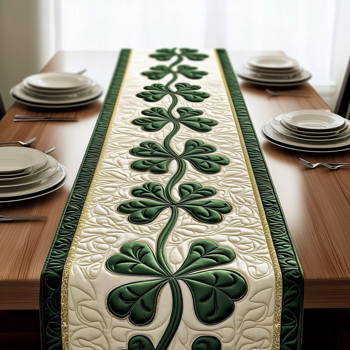 Shamrock Vine on Cream Table Runner - Made to Order TABLE928