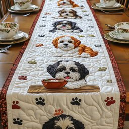 Shih Tzu on a Cutting Board Table Runner - Made to Order TABLE928