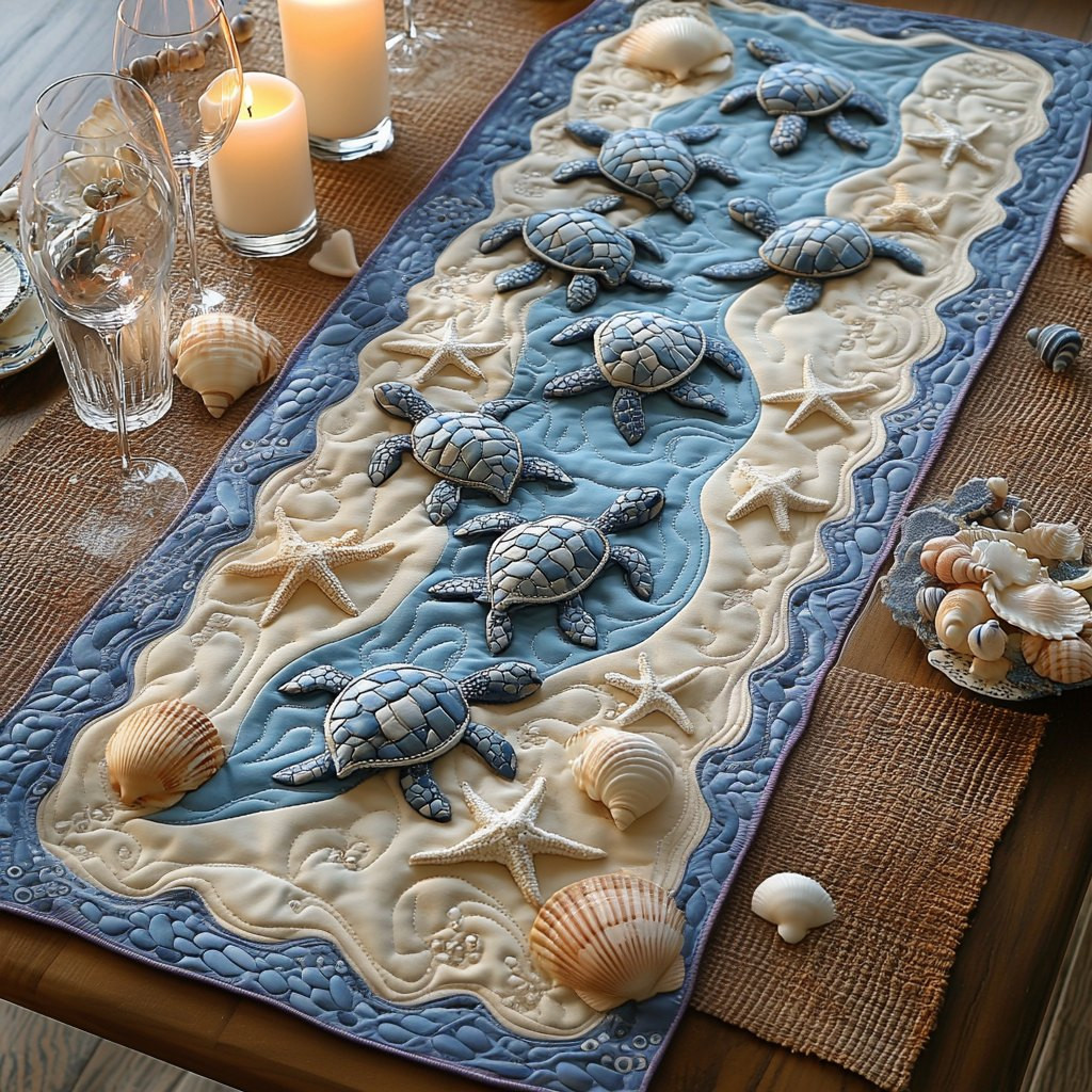 Shell and Waves Table Runner - Made to Order TABLE928