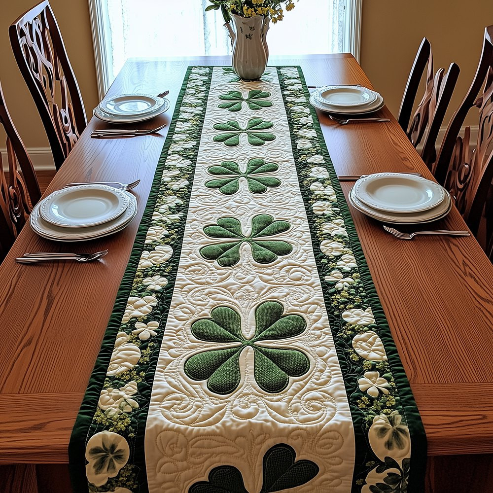 Shamrock Row on Cream Table Runner - Made to Order TABLE928