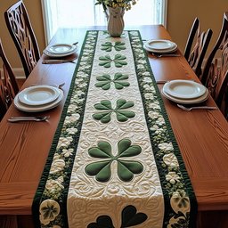 Shamrock Row on Cream Table Runner - Made to Order TABLE928